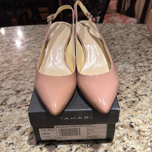 Tahari Shoes - Nude pink patent leather sling back shoes size 10 New